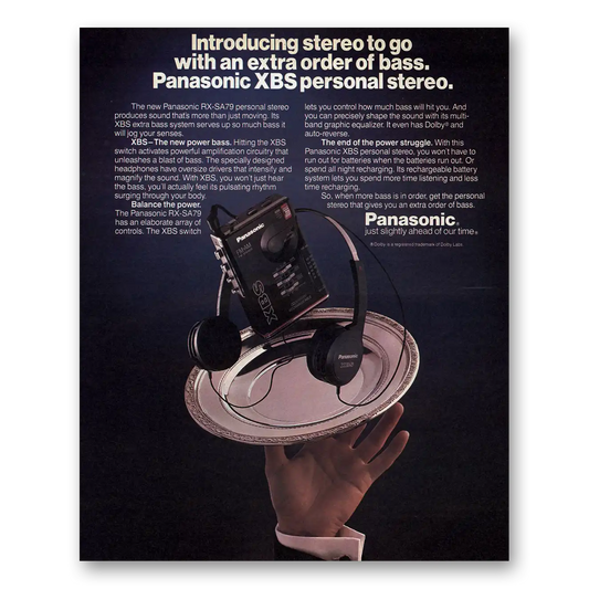 1988 Panasonic XBS Personal Stereo Stereo To Go Vintage Magazine Print Ad