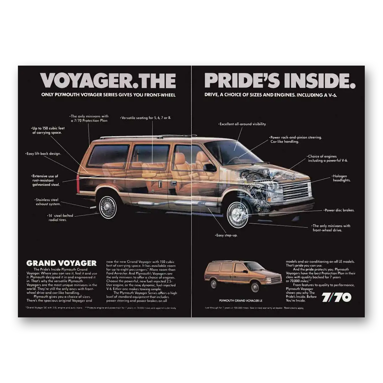 1987 Plymouth Voyager Pride's Inside Vintage Magazine Print Ad