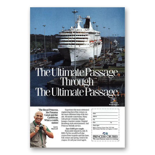 1988 Princess Cruises Gavin MacLeod Ultimate Passage Vintage Magazine Print Ad