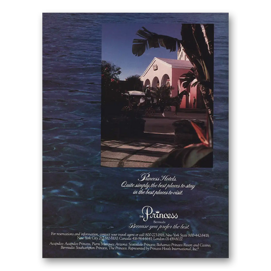 1988 Princess Hotel Bermuda Best Place to Stay Vintage Magazine Print Ad