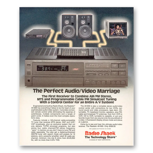 1988 Realistic AV900 Audio Video Perfect Audio Video Marriage Vintage Magazine Print Ad