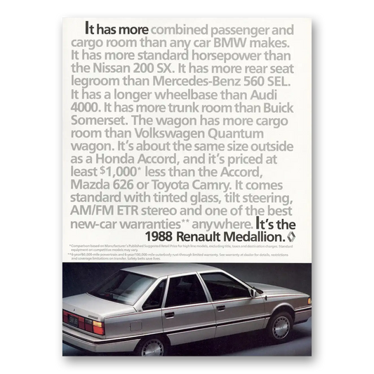 1987 Renault Medallion Has More Vintage Magazine Print Ad