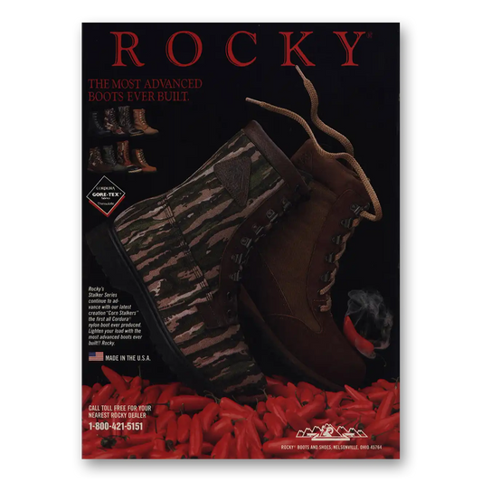 1988 Rocky Boots Stalker Series Hunting Vintage Magazine Print Ad