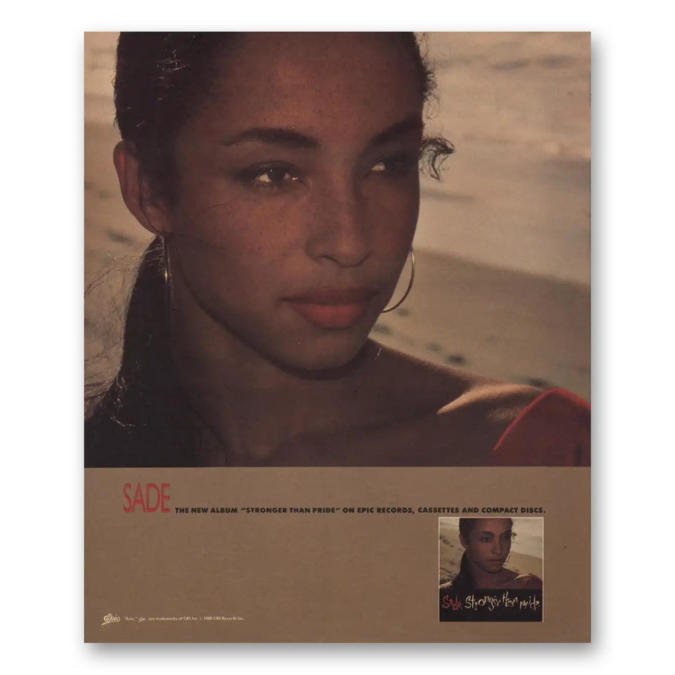 1988 Sade Promo Stronger Than Pride Vintage Magazine Print Ad