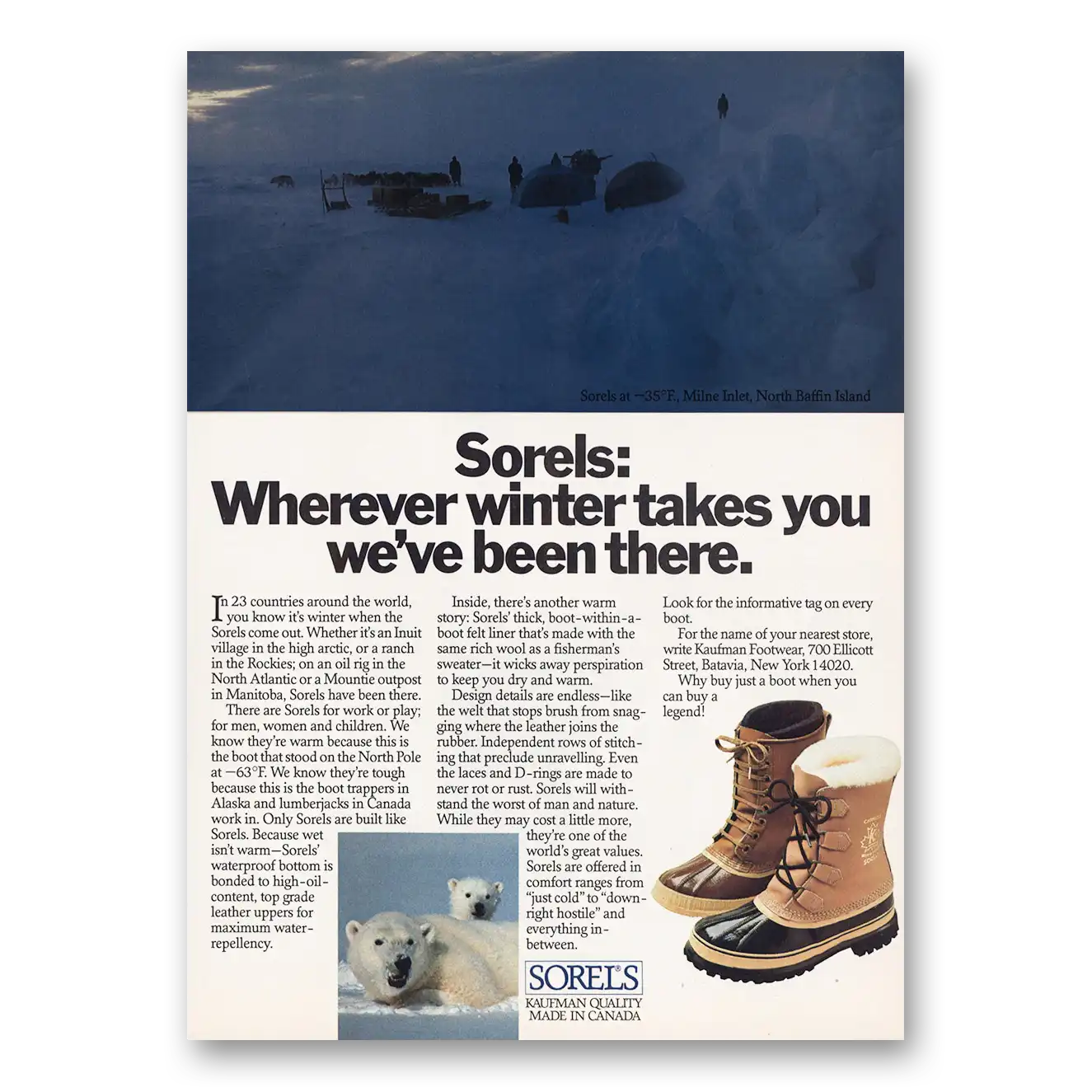 1988 Sorel Boots Boots Wherever Winter Takes You Vintage Magazine Print Ad