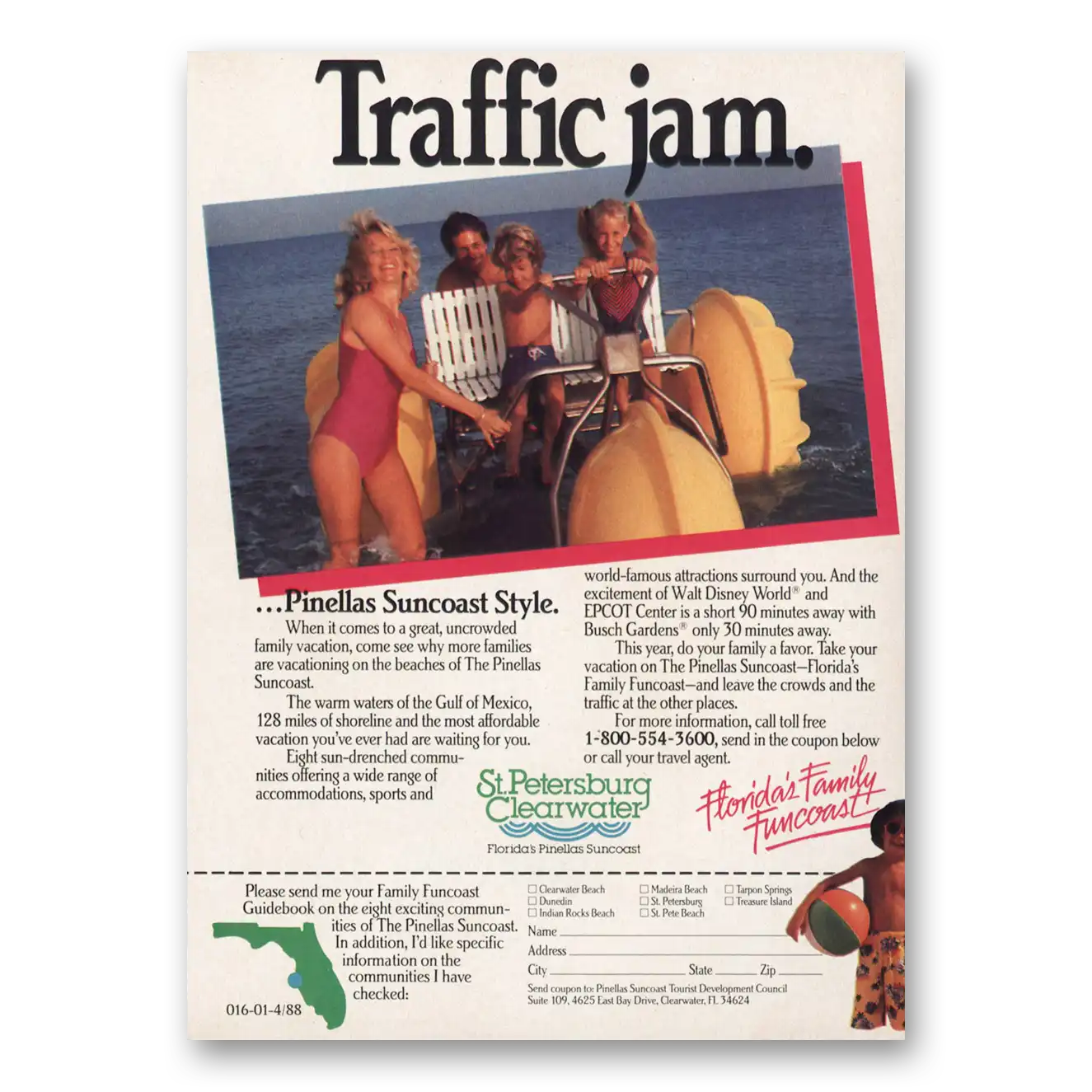 1988 St Petersburg Florida St Petersburg Clearwater Florida Traffic Jam Vintage Magazine Print Ad