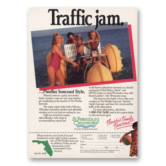 1988 St Petersburg Florida St Petersburg Clearwater Florida Traffic Jam Vintage Magazine Print Ad