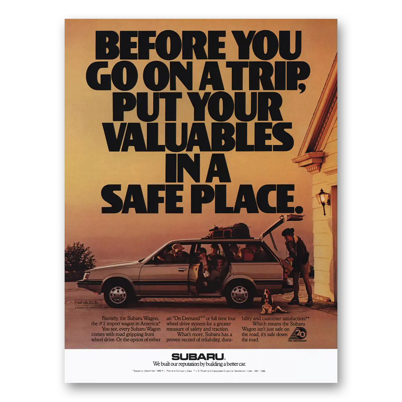 1988 Subaru Wagon Valuables in a Safe Place Vintage Magazine Print Ad