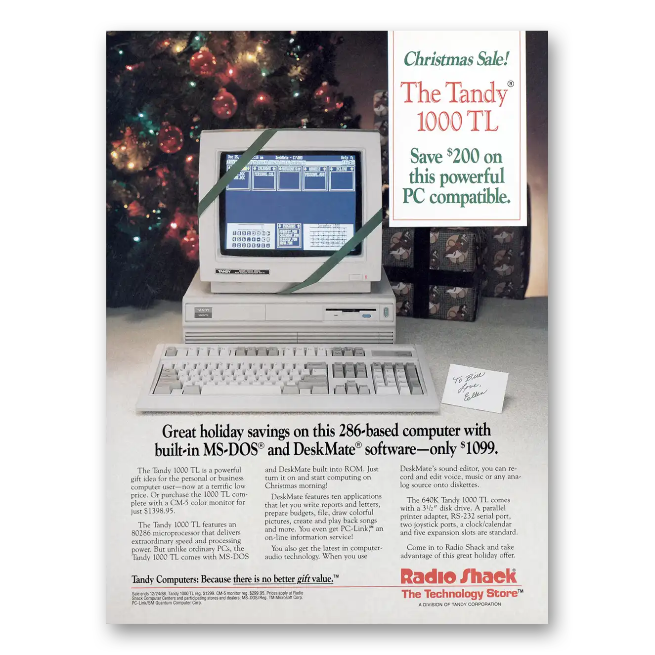 1988 Tandy Computer TL286 Based Computer Vintage Magazine Print Ad