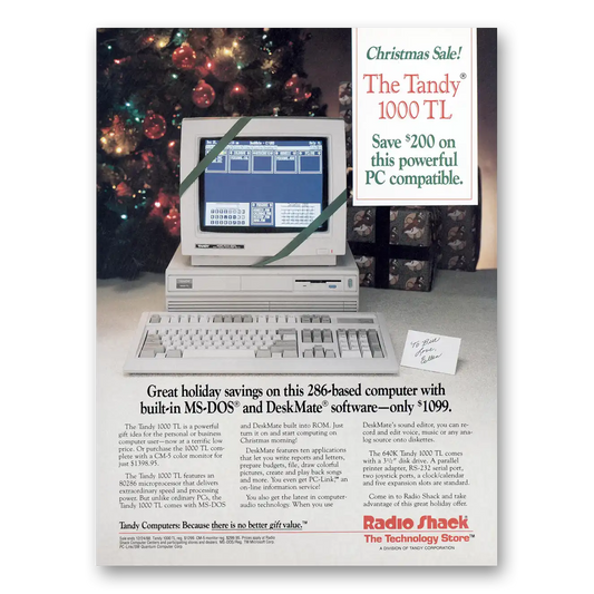 1988 Tandy Computer TL286 Based Computer Vintage Magazine Print Ad