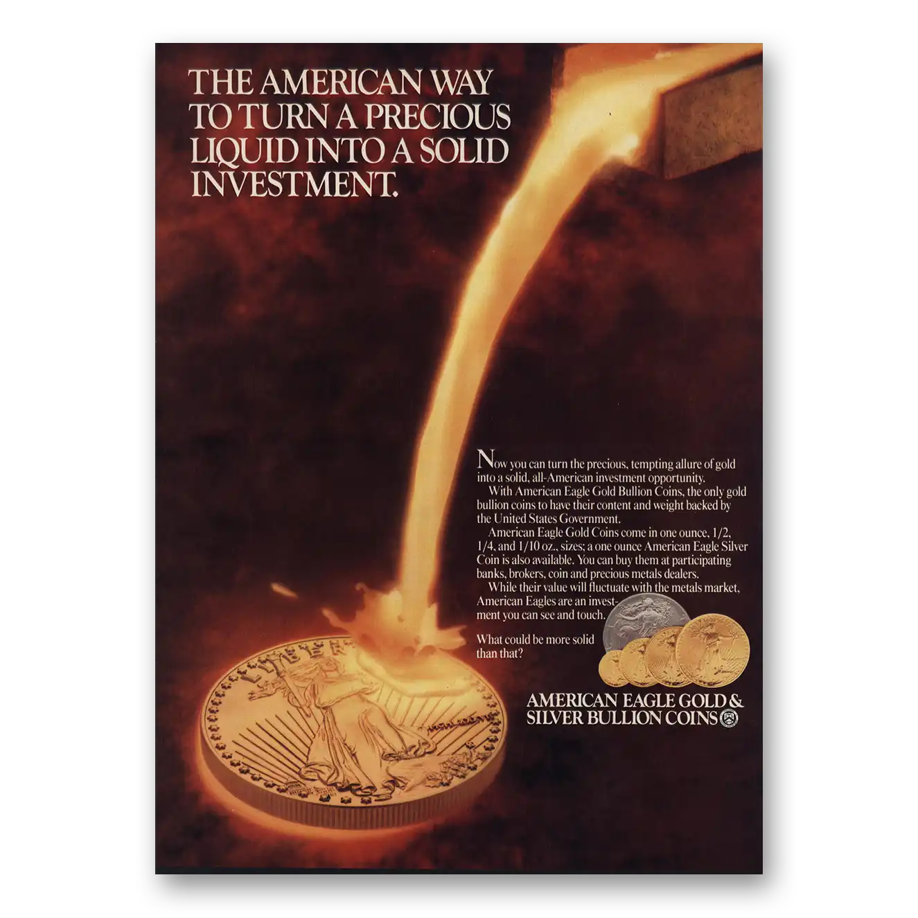 1988 American Eagle Gold Coins American Way Vintage Magazine Print Ad