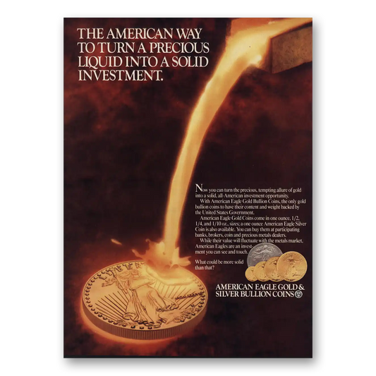 1988 American Eagle Gold Coins American Way Vintage Magazine Print Ad