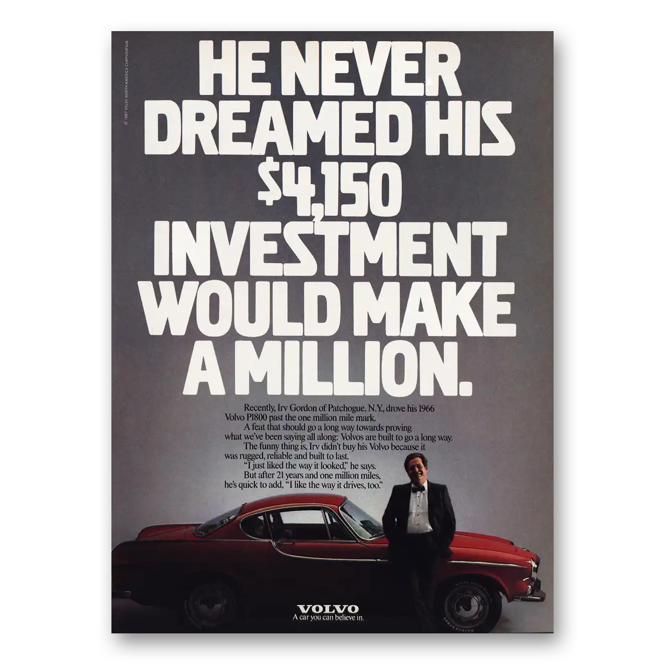 1988 Volvo Investment Would Make Million Vintage Magazine Print Ad