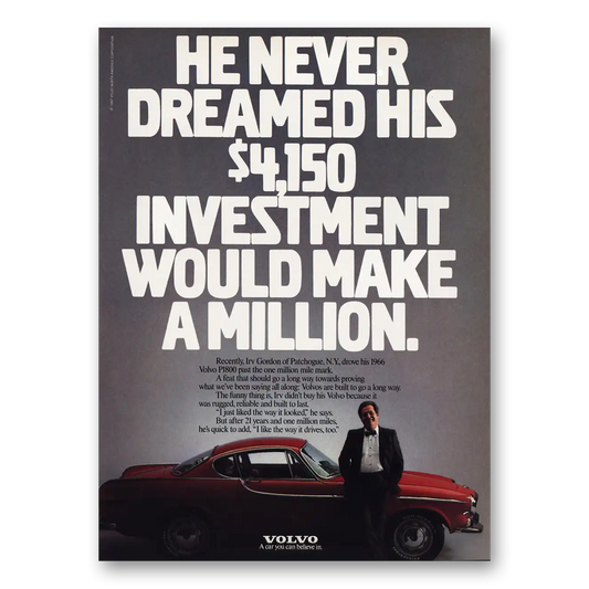 1988 Volvo Investment Would Make Million Vintage Magazine Print Ad