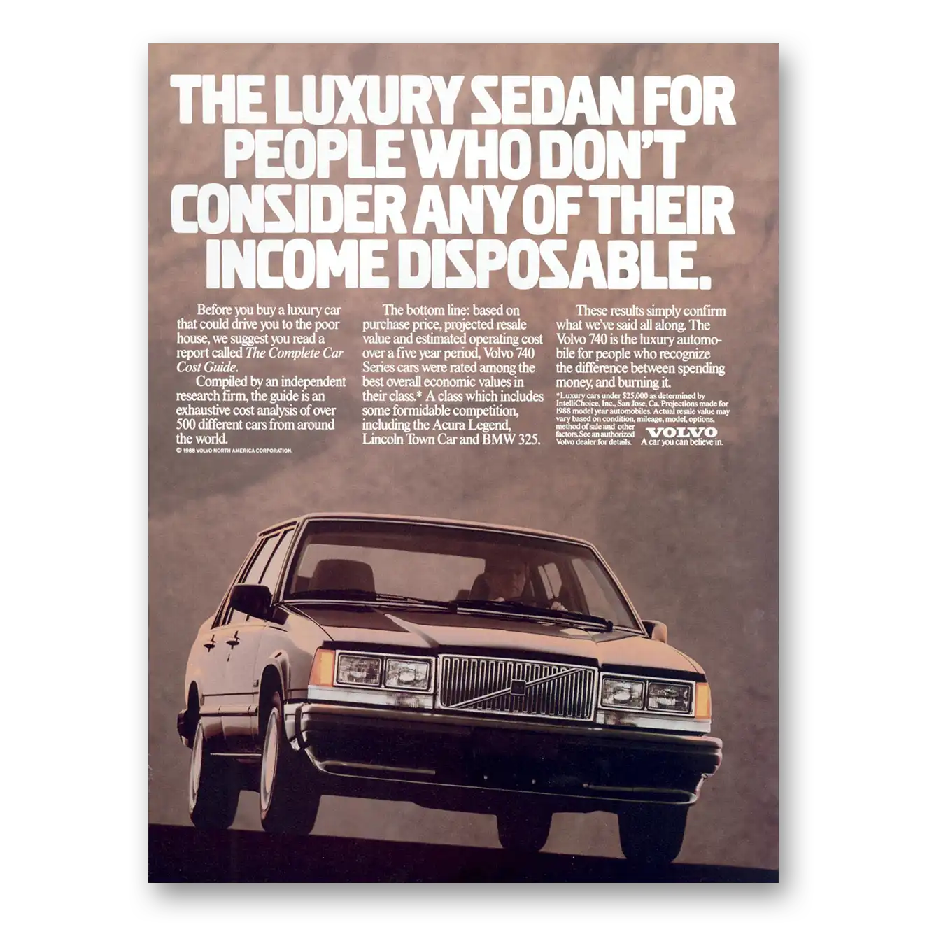 1988 Volvo 740 Luxury Sedan Vintage Magazine Print Ad