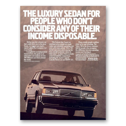 1988 Volvo 740 Luxury Sedan Vintage Magazine Print Ad