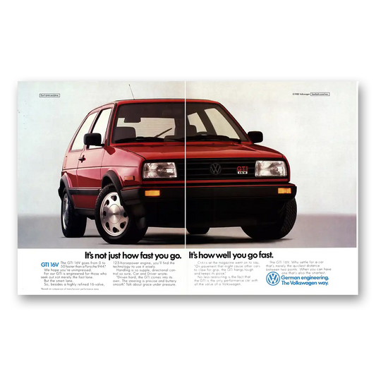 1988 Volkswagen GTI Not Just How Fast You Go Vintage Magazine Print Ad