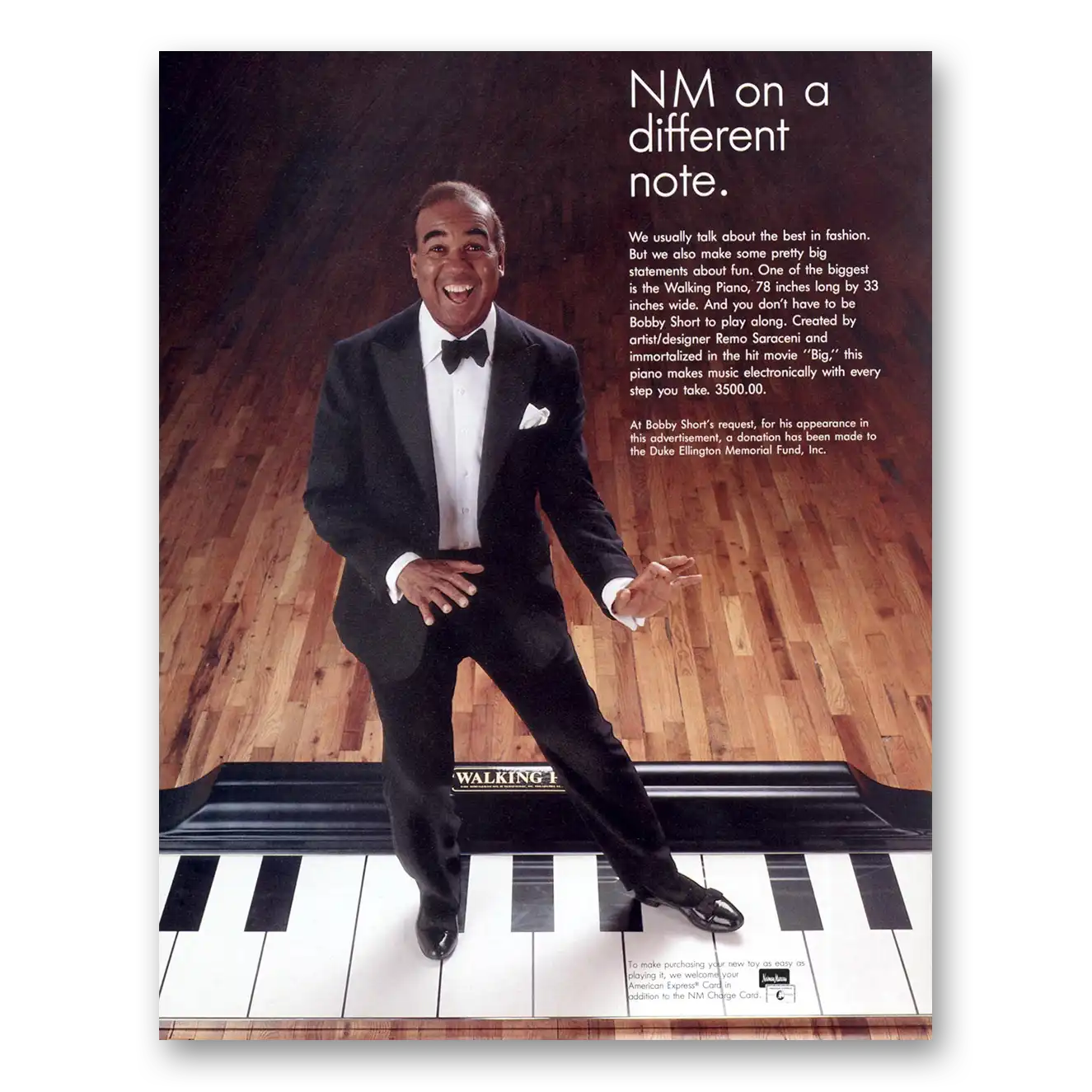 1988 Walking Piano NM On a Different Note Bobby Short Vintage Magazine Print Ad