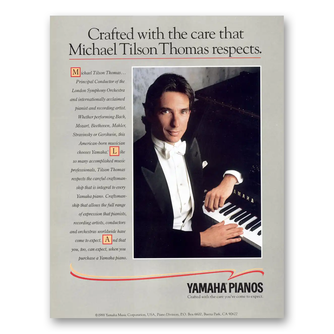 1988 Yamaha Piano Michael Tilson Thomas Vintage Magazine Print Ad