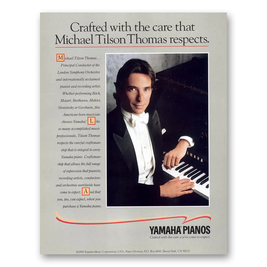 1988 Yamaha Piano Michael Tilson Thomas Vintage Magazine Print Ad