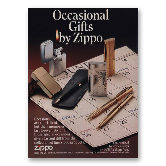 1988 Zippo Lighter Occasional Gifts Vintage Magazine Print Ad