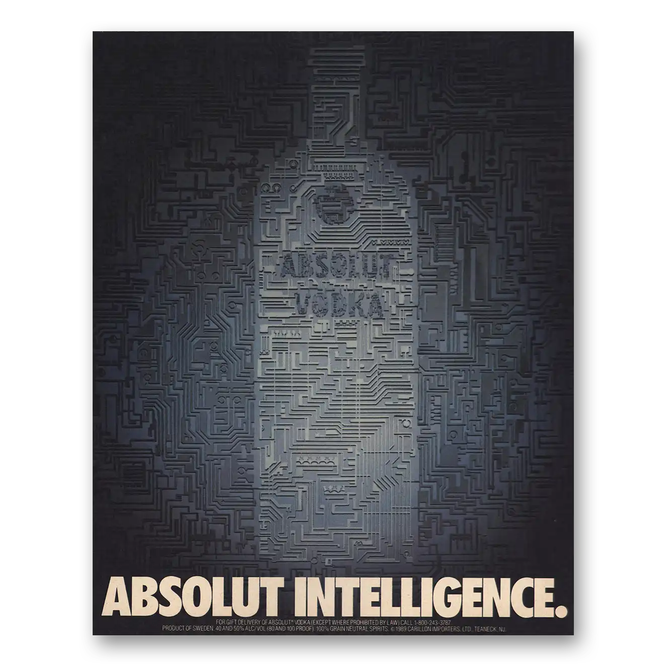 1989 Absolut Vodka Absolut Intelligence Vintage Magazine Print Ad