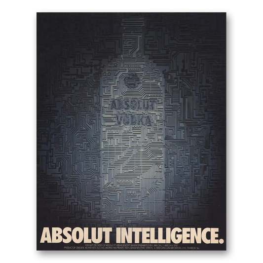 1989 Absolut Vodka Absolut Intelligence Vintage Magazine Print Ad