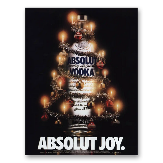 1989 Absolut Vodka Absolut Joy Vintage Magazine Print Ad