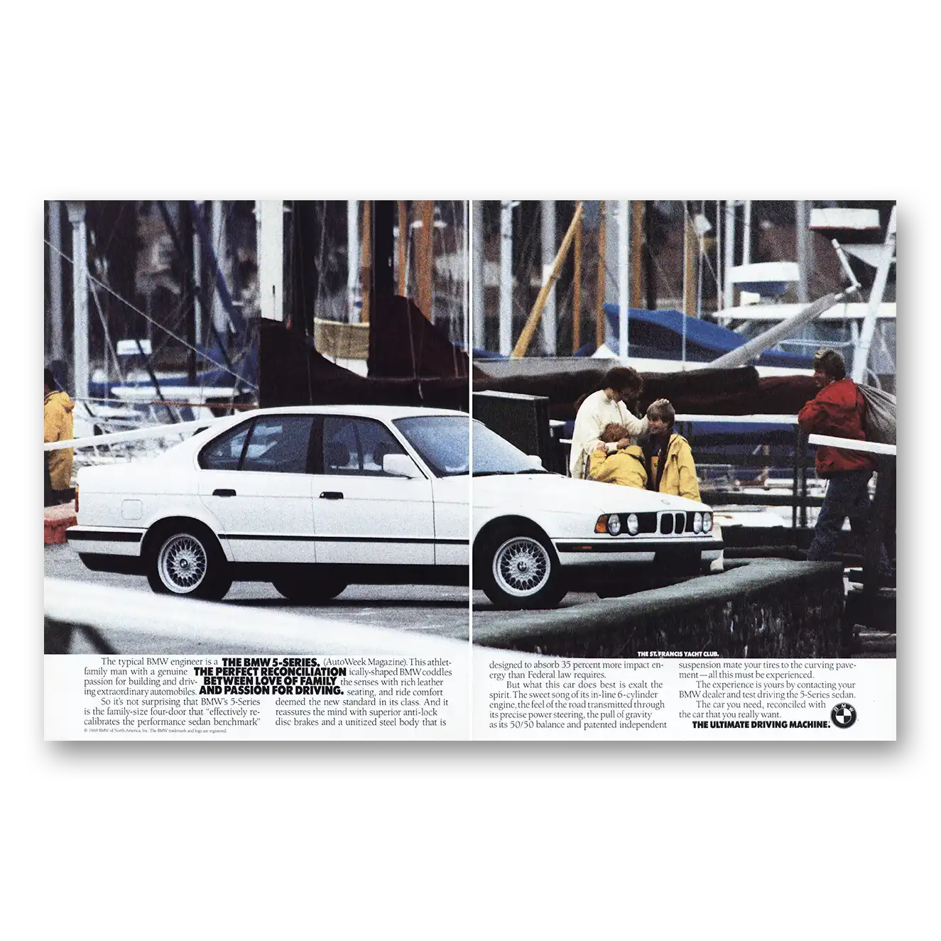 1989 BMW 5 Series Love of Family Passion for Driving Vintage Magazine Print Ad