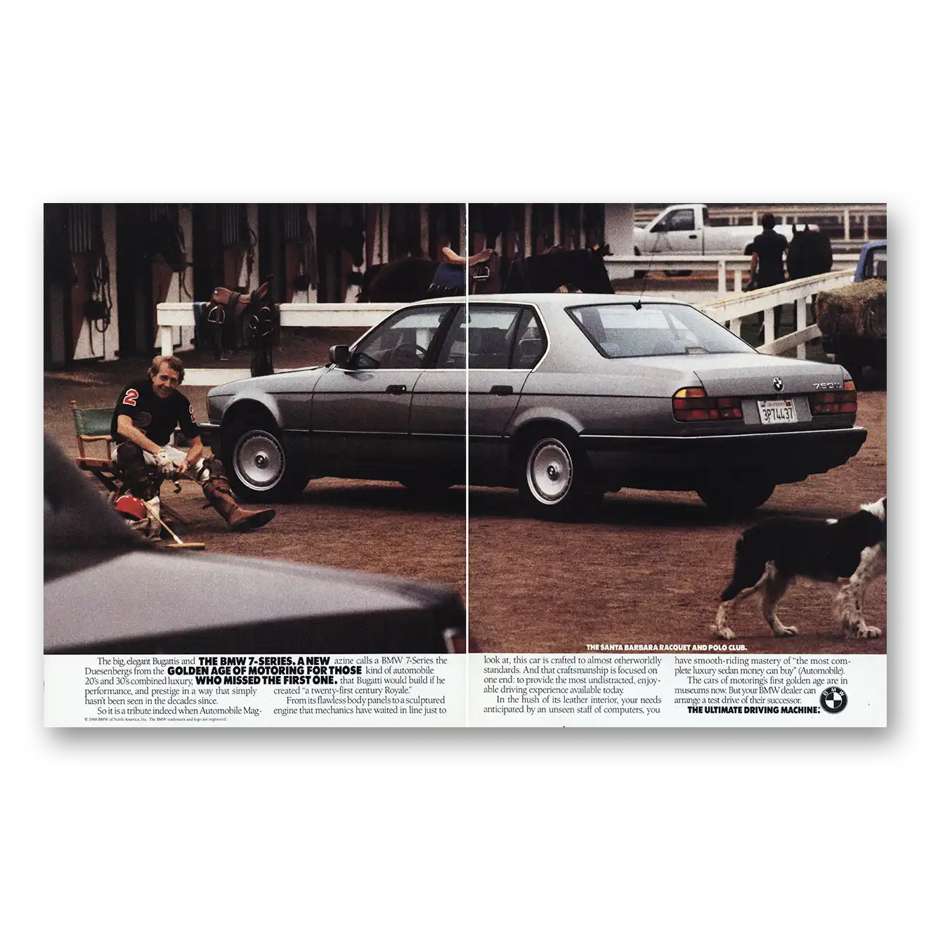 1989 BMW 7 Series Santa Barbara Racquet Polo Club Vintage Magazine Print Ad