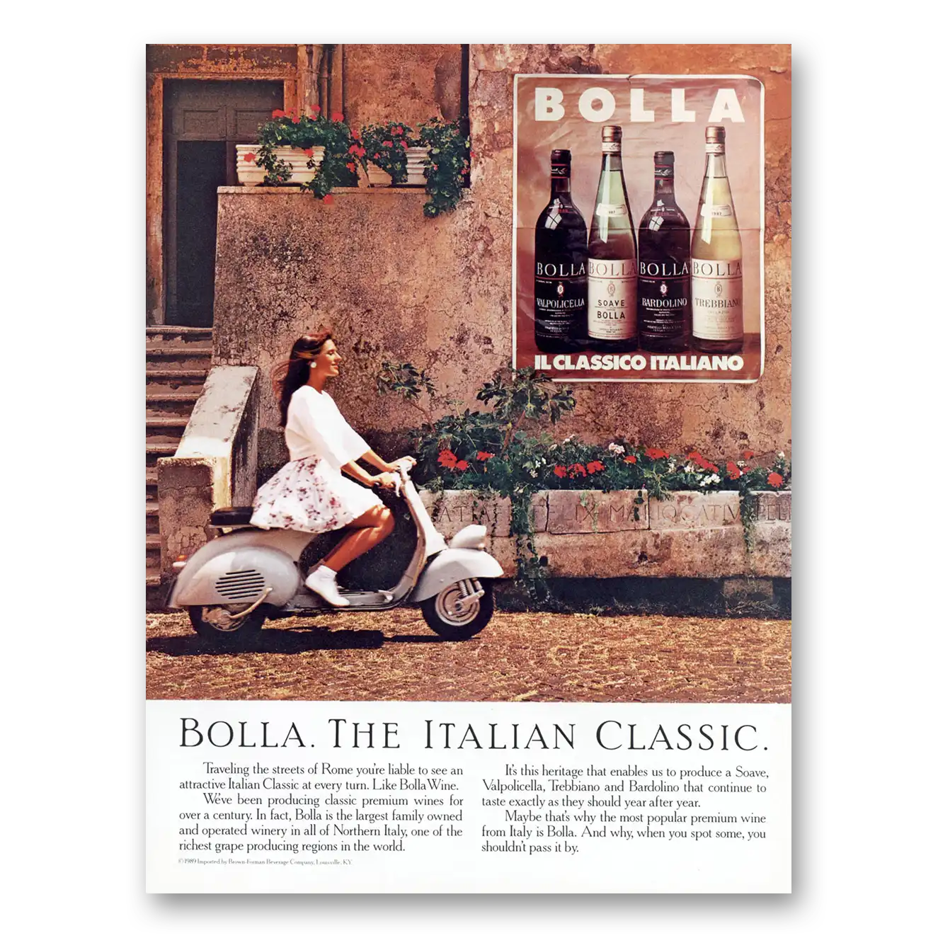 1989 Bolla Italian Wine Bolla The Italian Classic Scooter Vintage Magazine Print Ad