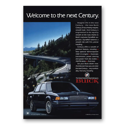 1989 Buick Century Welcome to Next Century Vintage Magazine Print Ad