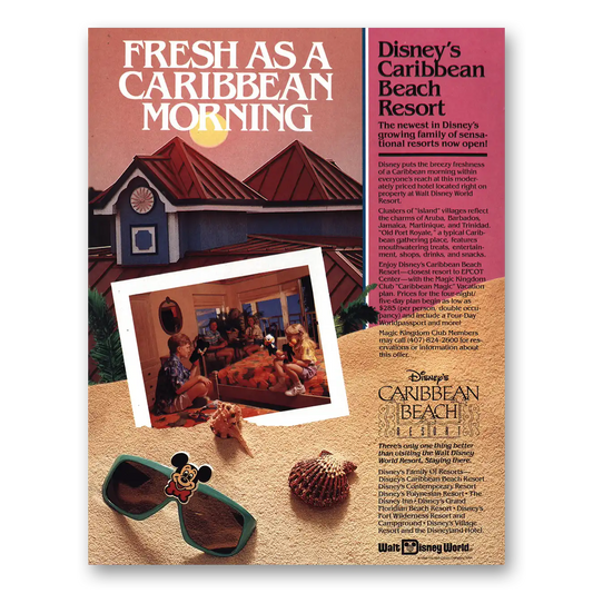 1989 Disneys Caribbean Beach Hotel Fresh as Caribbean Morning Vintage Magazine Print Ad