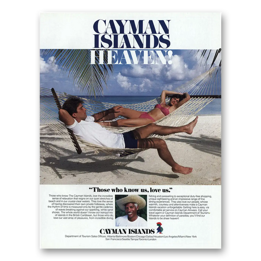 1989 Cayman Islands Heaven Those Who Know Us Love Us Vintage Magazine Print Ad