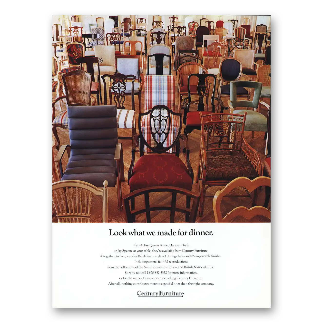 1989 Century Furniture Look What We Made for Dinner Vintage Magazine Print Ad