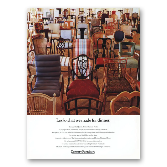 1989 Century Furniture Look What We Made for Dinner Vintage Magazine Print Ad