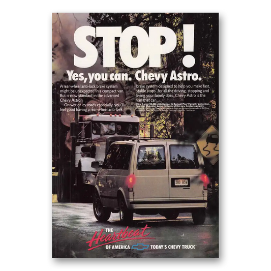 1989 Chevrolet Astro Van Yes You Can Vintage Magazine Print Ad