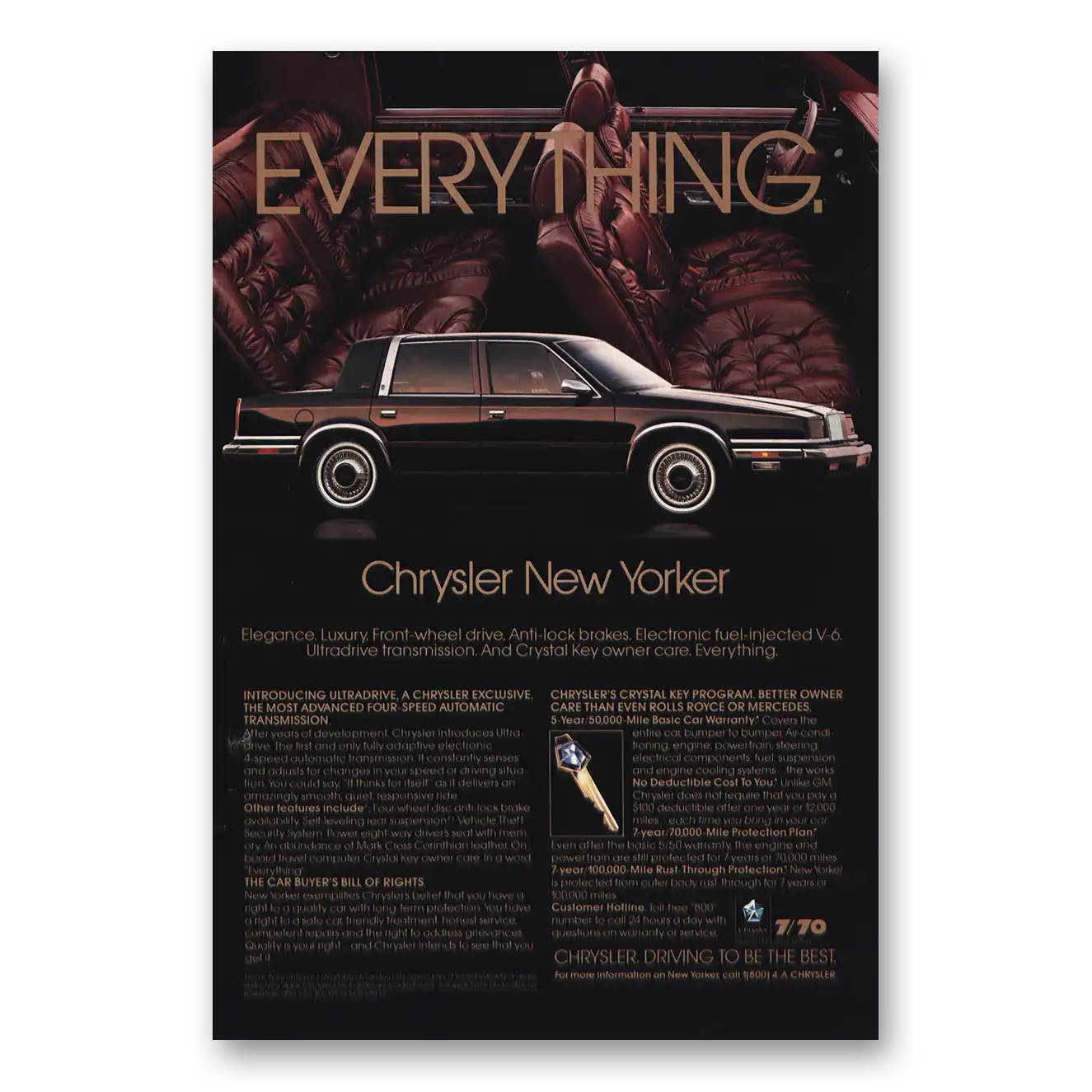 1989 Chrysler New Yorker Everything Vintage Magazine Print Ad