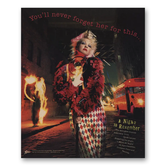 1989 Cyndi Lauper Promo Night to Remember Vintage Magazine Print Ad