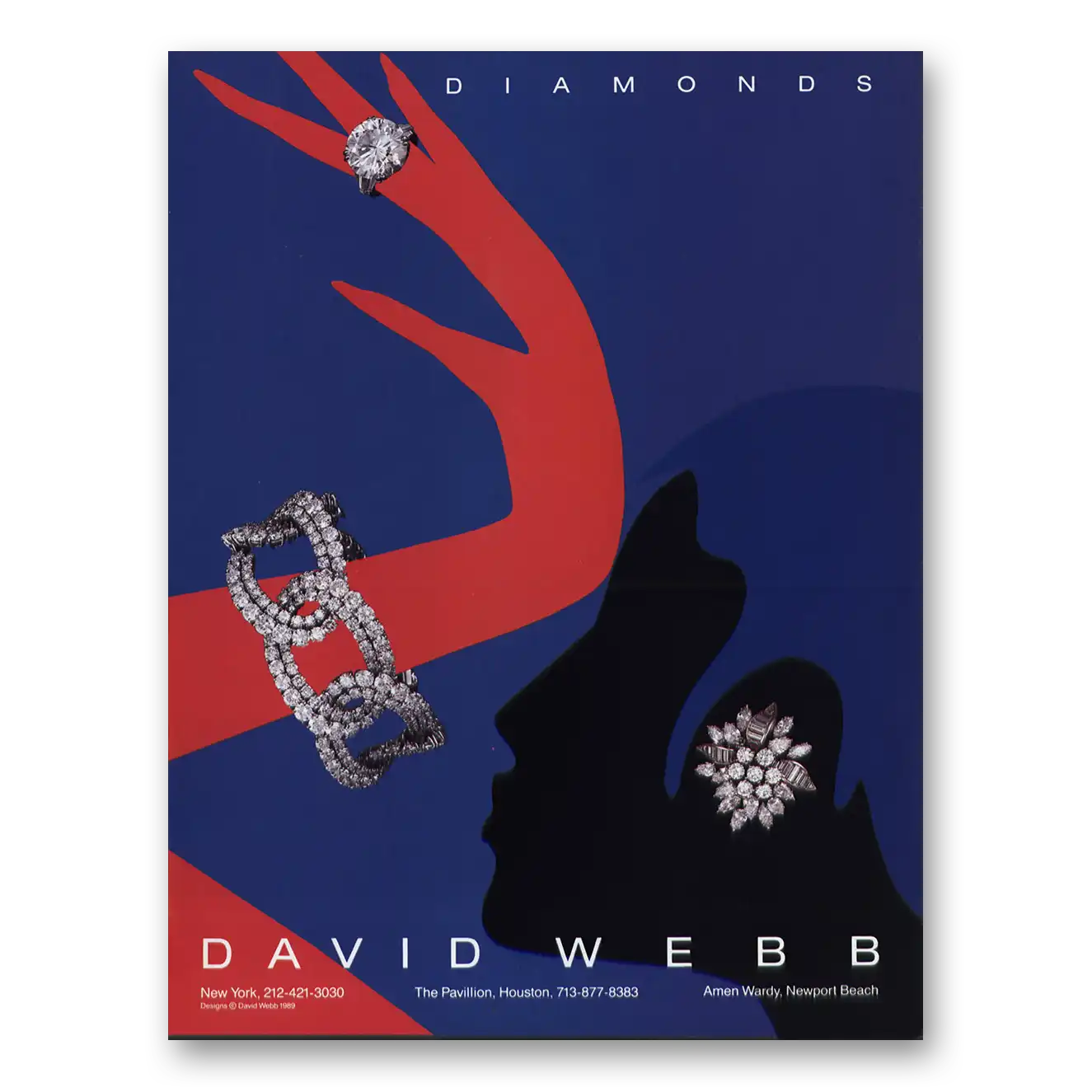 1989 David Webb Diamonds Vintage Magazine Print Ad