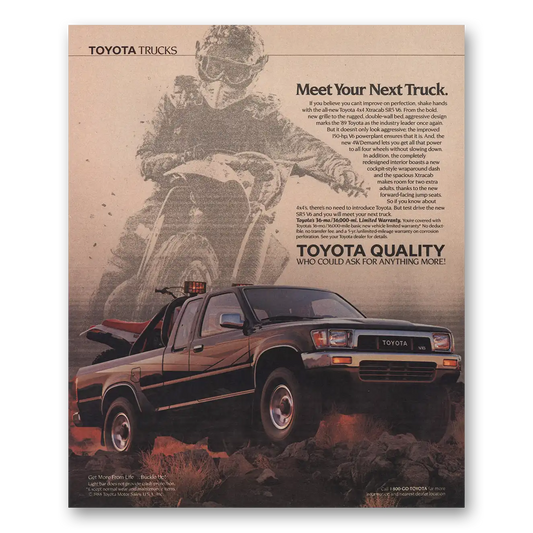 1989 Toyota Trucks Meet Your Next Truck Motorcycle Vintage Magazine Print Ad