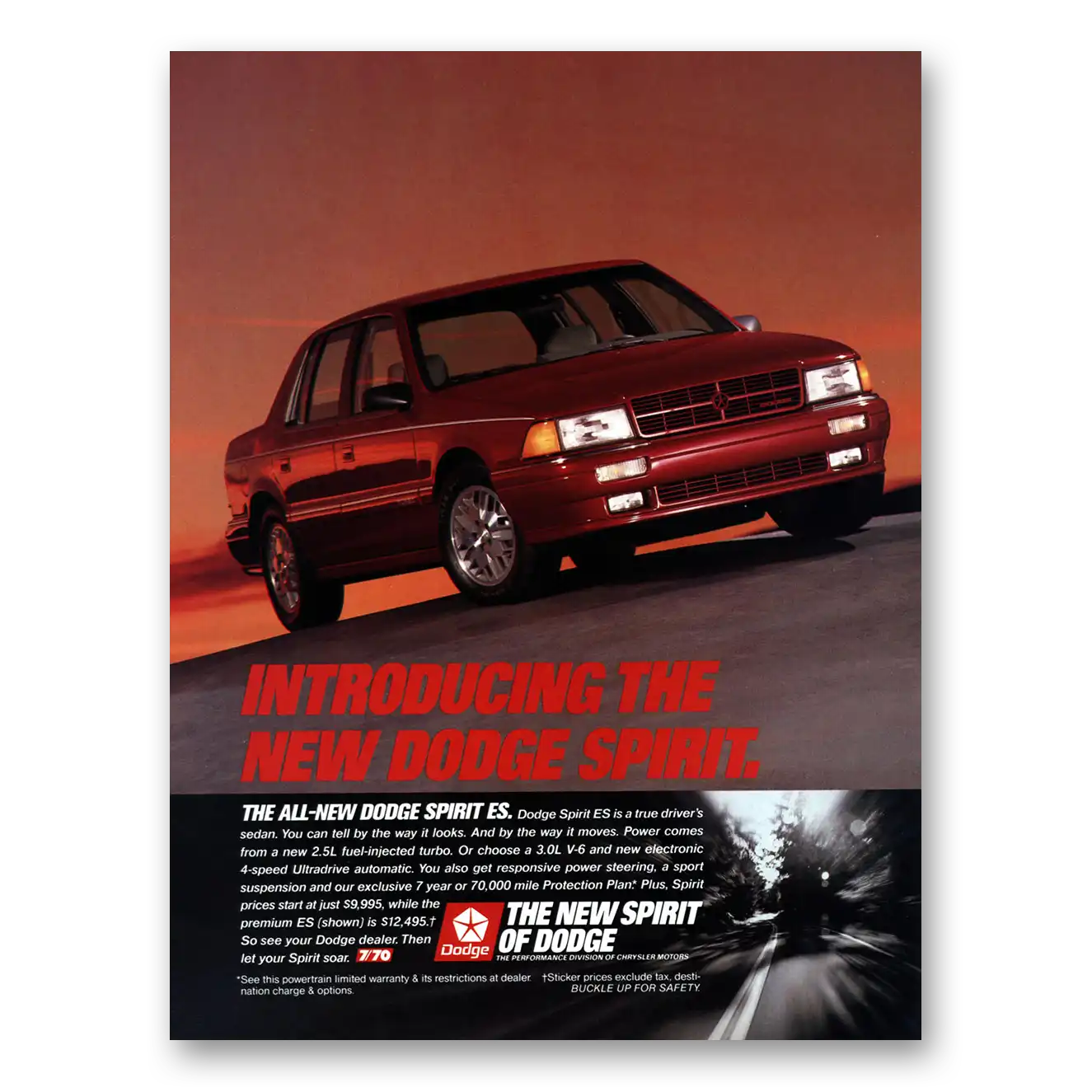 1989 Dodge Spirit ES True Drivers Sedan Vintage Magazine Print Ad