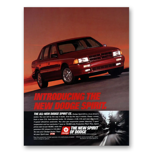 1989 Dodge Spirit ES True Drivers Sedan Vintage Magazine Print Ad