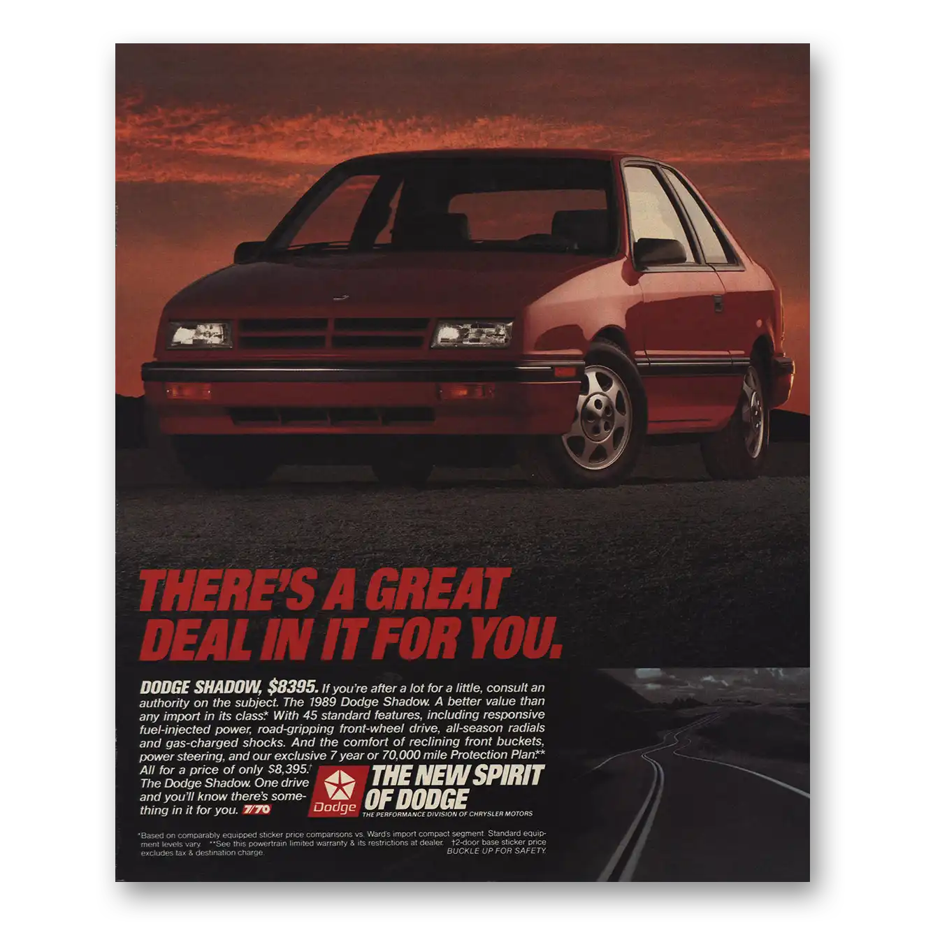 1989 Dodge Shadow Great Deal In It For You Vintage Magazine Print Ad