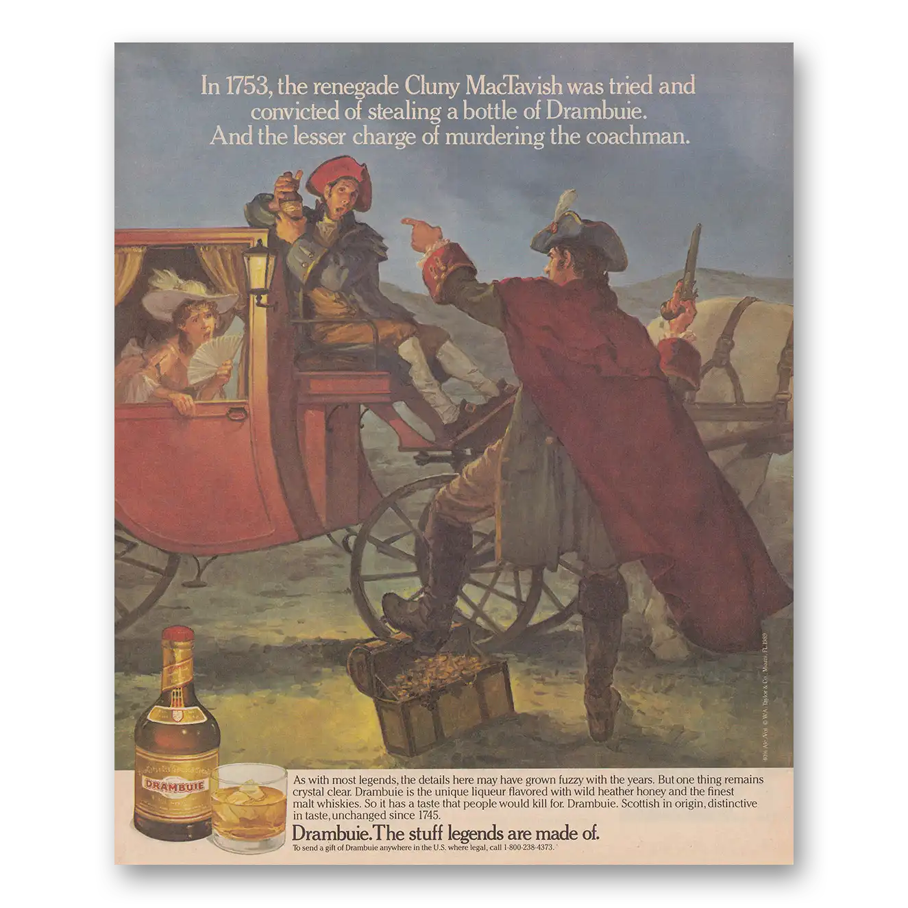 1989 Drambuie Cluny MacTavish Was Tried Vintage Magazine Print Ad