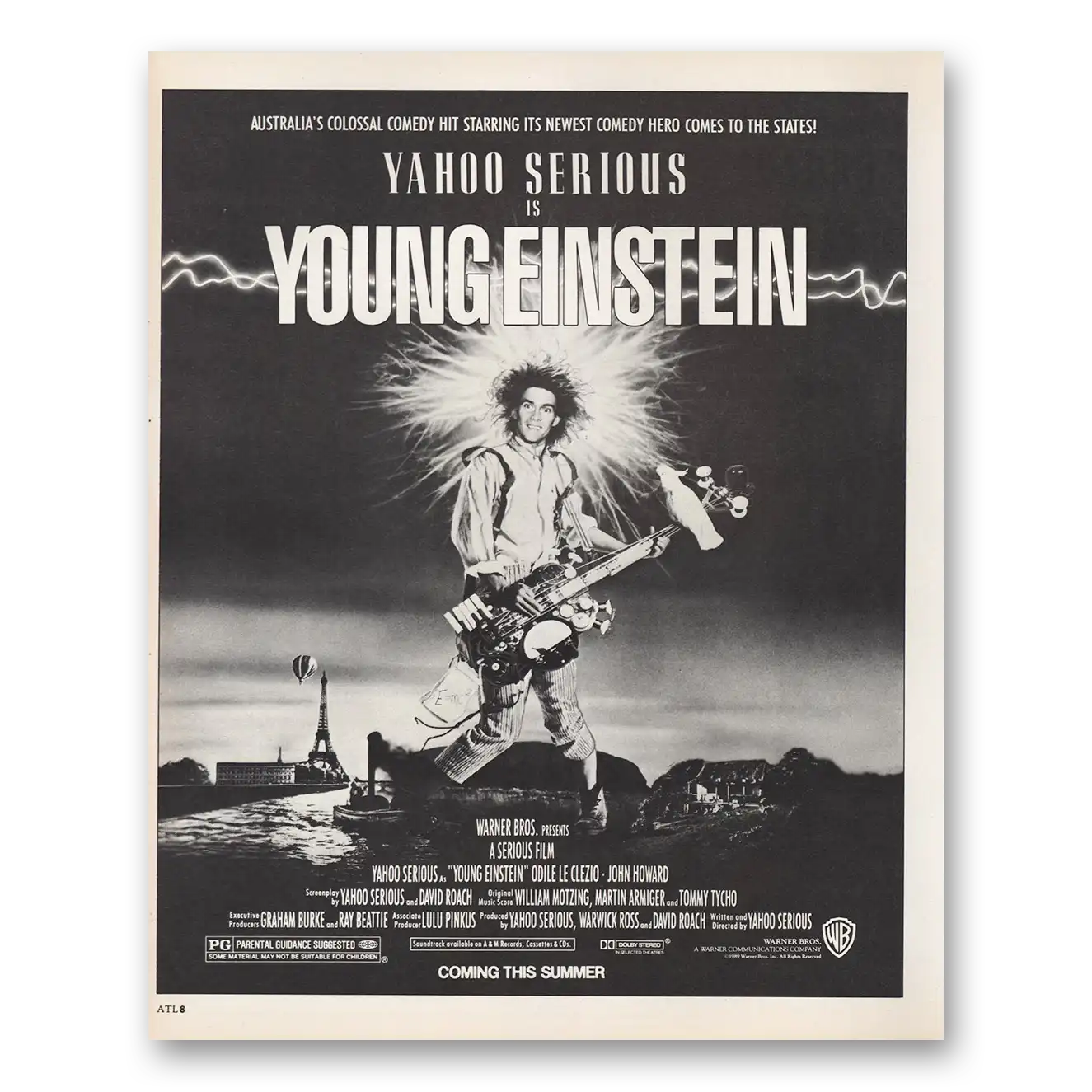 1989 Young Einstein Movie Promo Yahoo Serious Vintage Magazine Print Ad