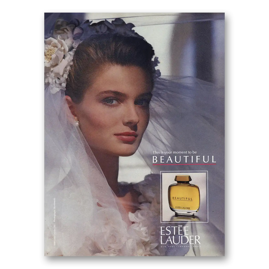 1989 Estee Lauder Beautiful This Is Your Moment Vintage Magazine Print Ad