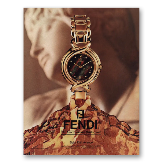 1989 Fendi Watch Latest Roman Masterpiece Vintage Magazine Print Ad