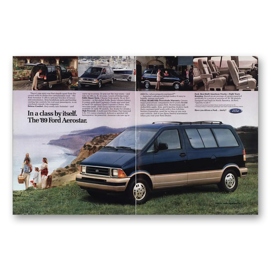 1989 Ford Aerostar Class By Itself Vintage Magazine Print Ad