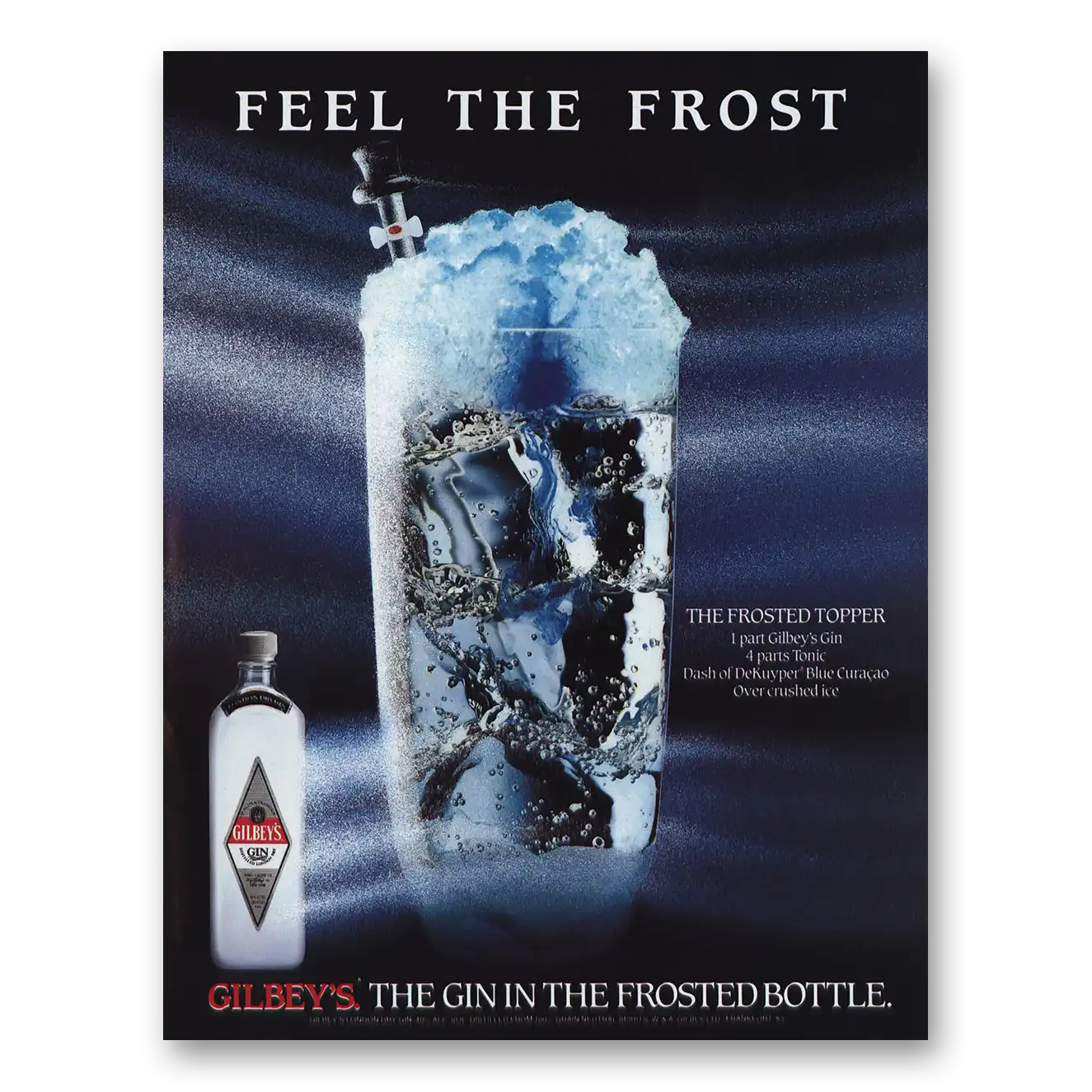 1989 Gilbeys Gin Feel the Frost Vintage Magazine Print Ad